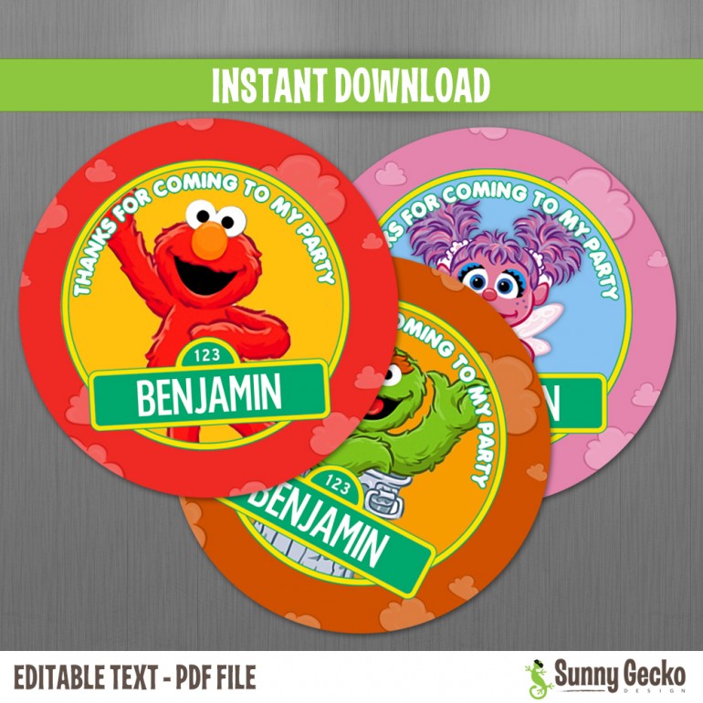 Sesame Street Birthday Favor Tags (Set 2)